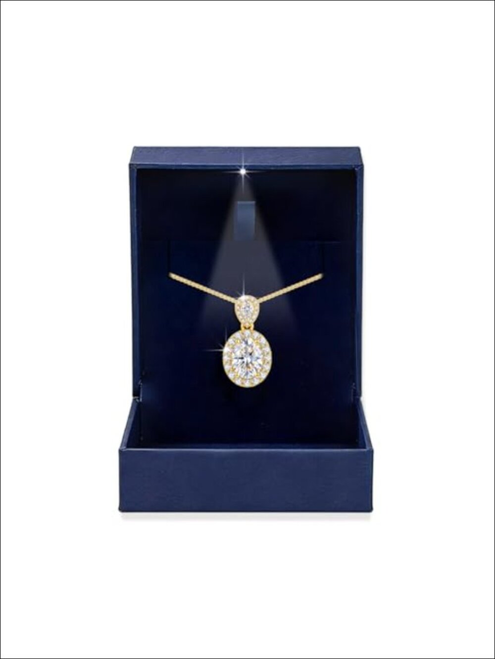 18K Gold Filled Moissanite Pendant Necklace 2CT Women Wedding Gift